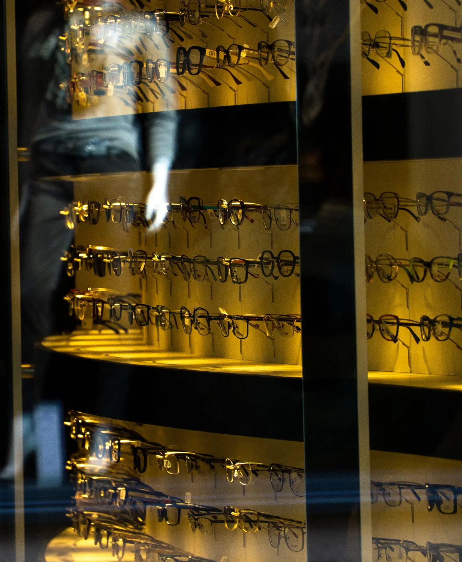 Designer sunglasses and frames on display in an opticians showroom